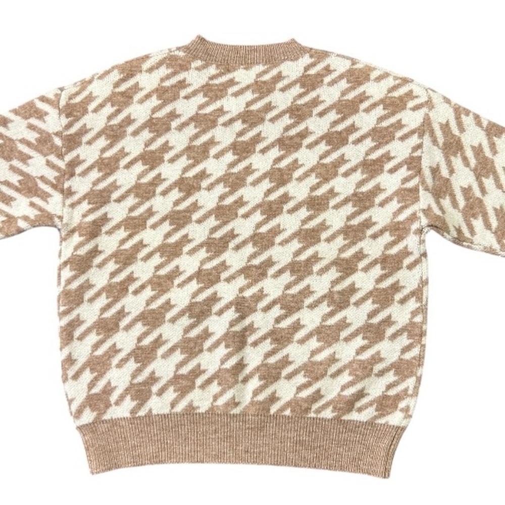 Listicle Taupe Houndstooth Pullover Knit Sweater Women’s Size Medium - Picture 7 of 11